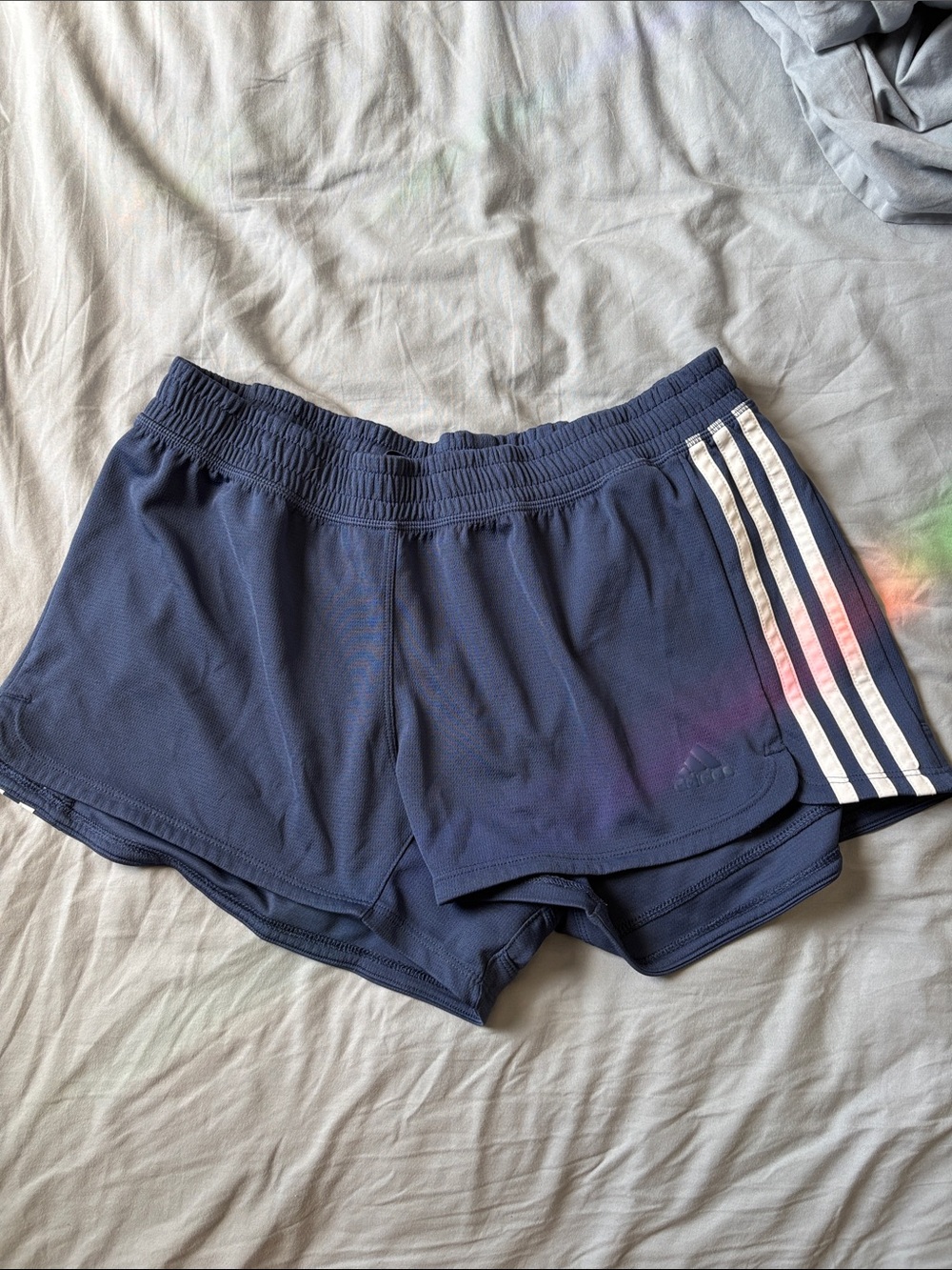 adidas Navy Athletic Shorts with White 3-Stripes